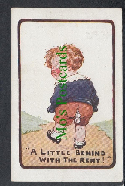 Children Postcard - "A Little Behind With The Rent"