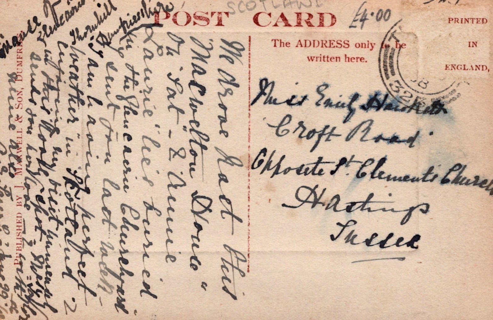 Scotland Postcard - Maxwelton House, Moniaive, 1908 - Mo’s Postcards 
