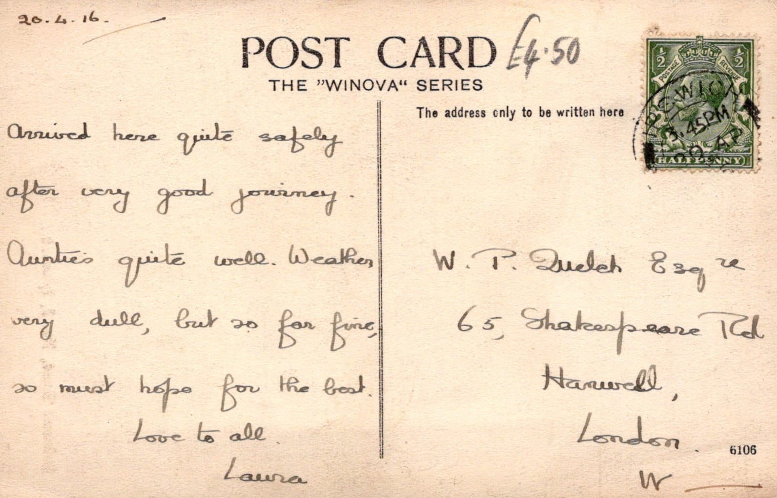 Suffolk Postcard - Belstead Road, Ipswich, 1916 - Mo’s Postcards 
