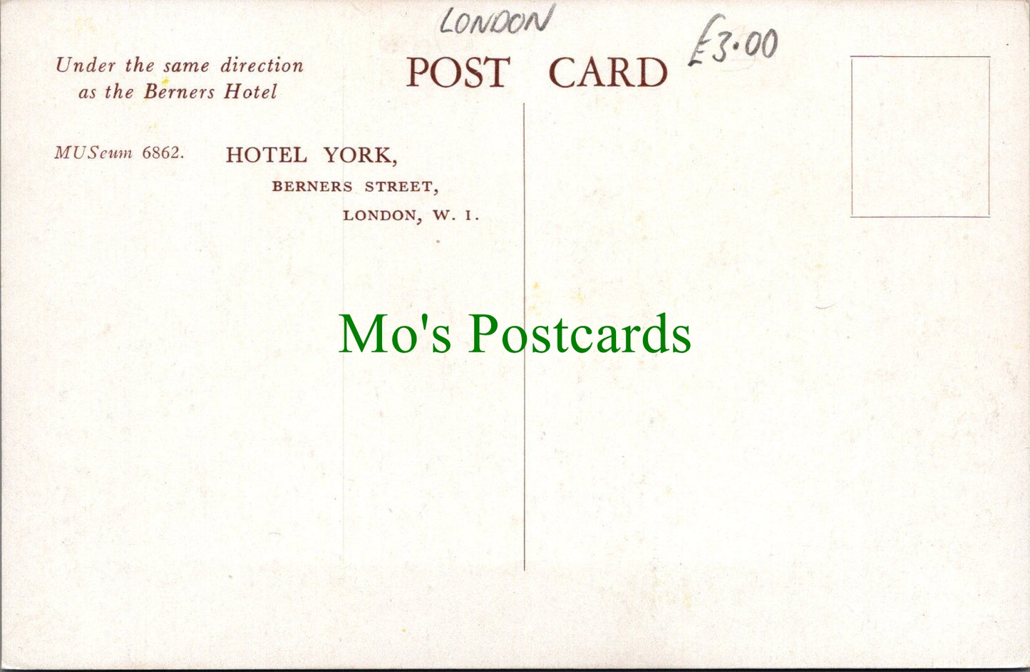 Hotel York, Berners Street, London