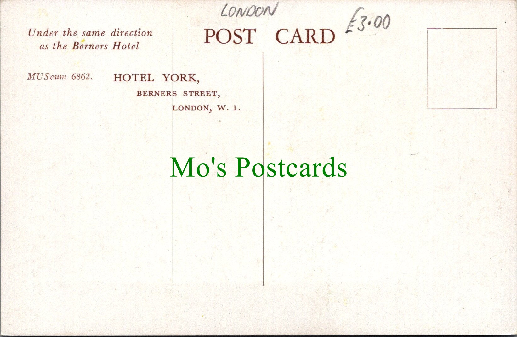Hotel York, Berners Street, London