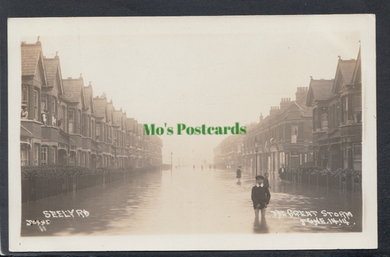London Postcard - Seely Road, Tooting - The Great Storm, 14th June 1914 - Mo’s Postcards 