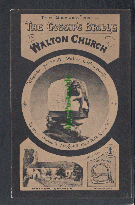 Surrey Postcard - The "Scold's" of The Gossip's Bridle in Walton Church - Mo’s Postcards 