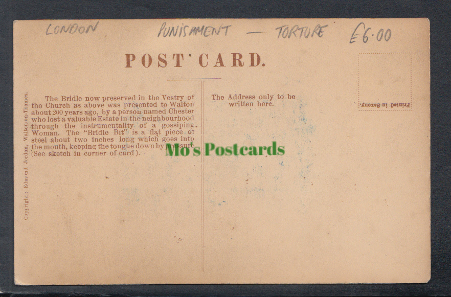 Surrey Postcard - The "Scold's" of The Gossip's Bridle in Walton Church - Mo’s Postcards 