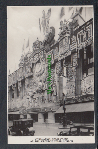 London Postcard - Coronation Decorations at The Selfridge Store - Mo’s Postcards 