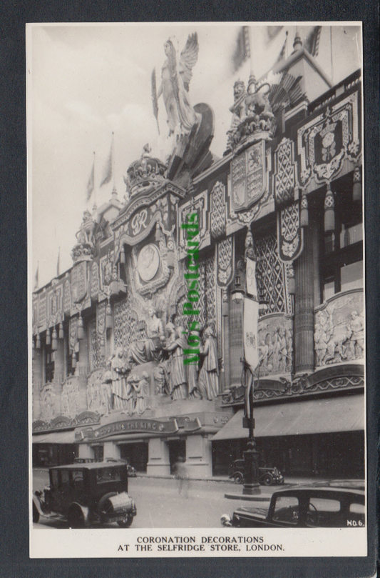 London Postcard - Coronation Decorations at The Selfridge Store - Mo’s Postcards 