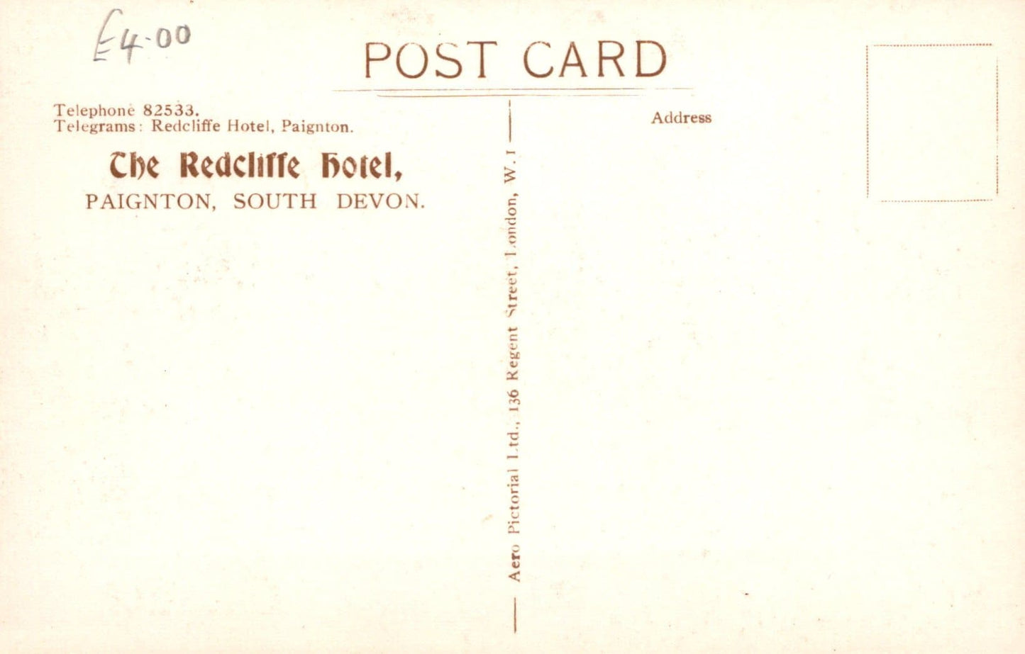 Devon Postcard - Aerial View of The Redcliffe Hotel, Paignton - Mo’s Postcards 