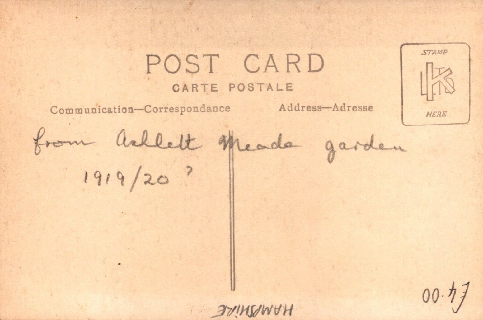 Hampshire Postcard - Ashlett Creek From Ashlett Meade Garden, 1919-1920 - Mo’s Postcards 
