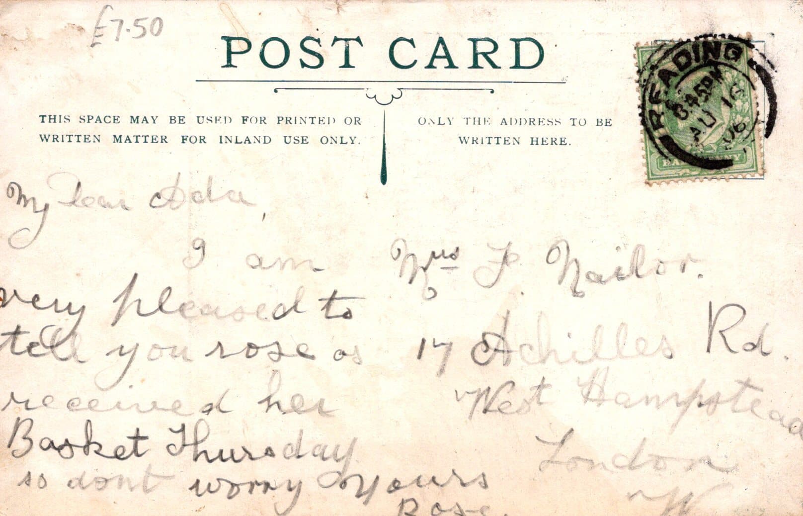 Berkshire Postcard - Beenham Green Village, 1906 - Mo’s Postcards 