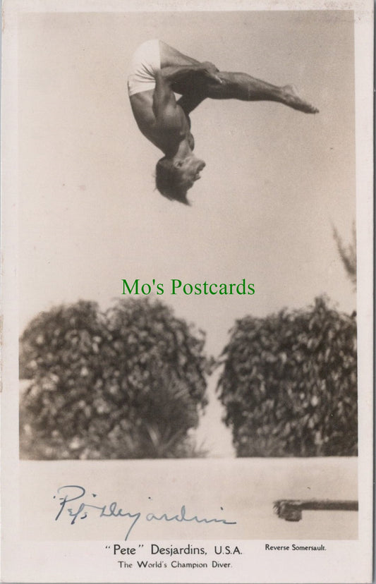 Diving Postcard - World Champion "Pete" Desjardins