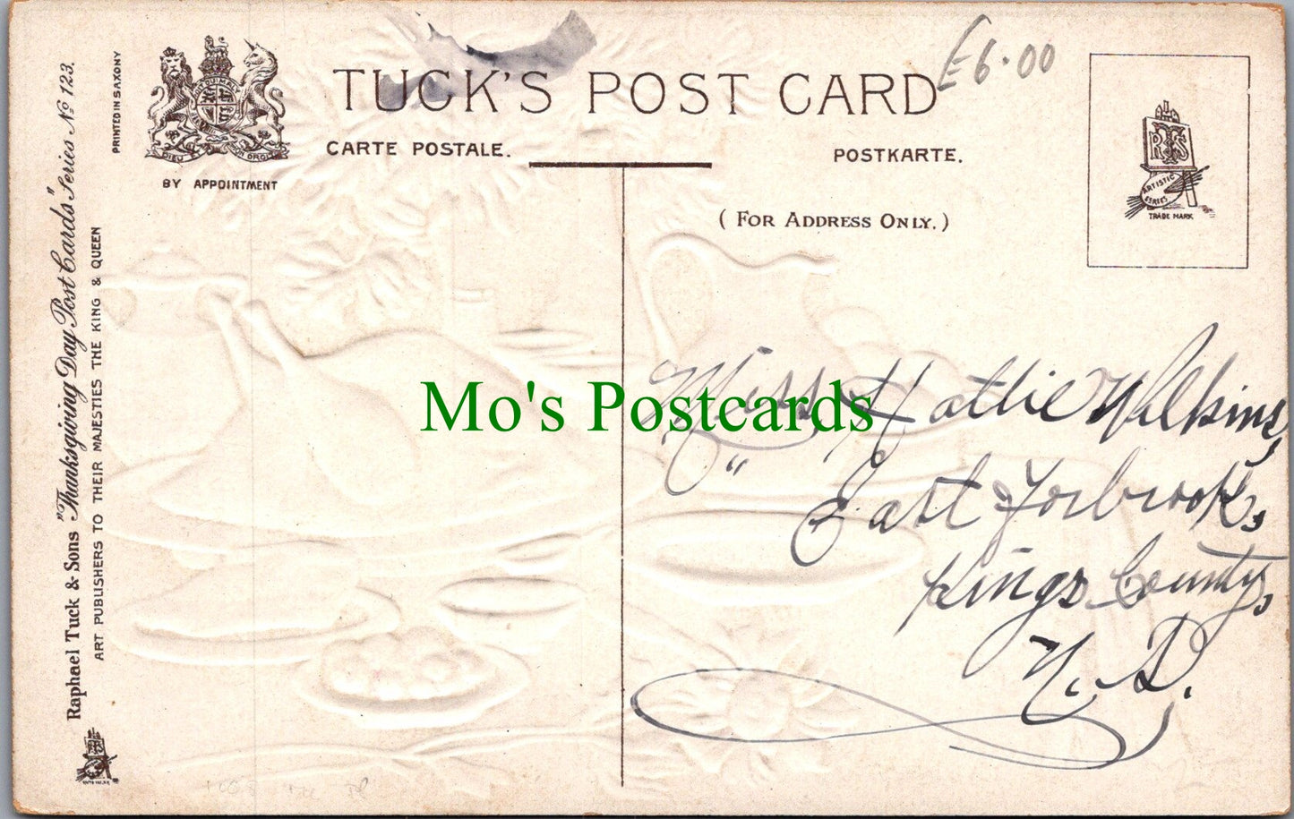 Embossed Greetings Postcard - Thanksgiving Day