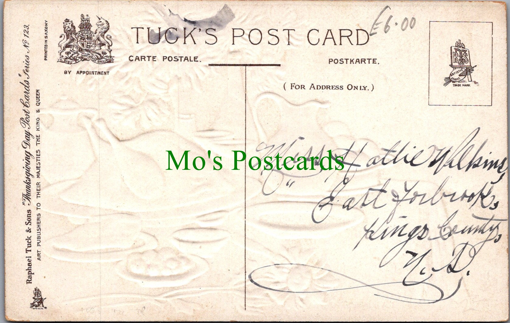 Embossed Greetings Postcard - Thanksgiving Day