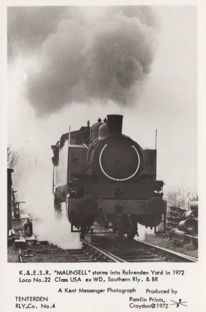 Kent Postcard - K.&.E.S.R."Maunsell" Storms Into Rolvenden Yard in 1972 - Mo’s Postcards 