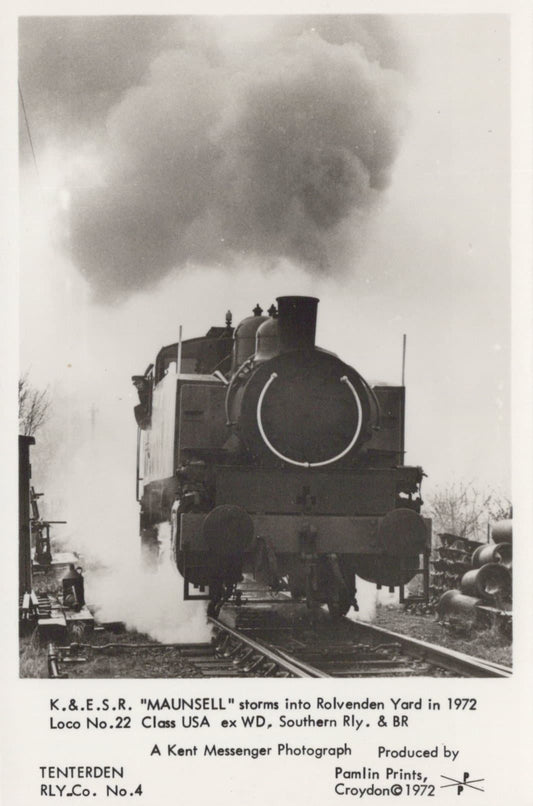 Kent Postcard - K.&.E.S.R."Maunsell" Storms Into Rolvenden Yard in 1972 - Mo’s Postcards 