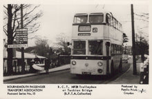 Load image into Gallery viewer, Dorset Postcard - Bournemouth Bus - B.C.T.MF28 Trolleybus at Tuckton Bridge - Mo’s Postcards 
