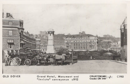 Kent Postcard - Old Dover - Grand Hotel, Monument and "Invicta" Conveyance c1912 - Mo’s Postcards 