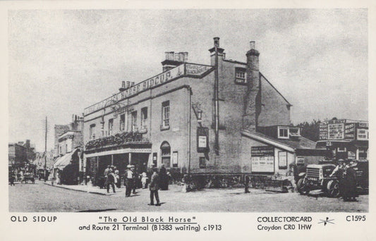 London Postcard - Old Sidup (Sidcup) - "The Old Black Horse" and Route 21 Terminal c1913 - Mo’s Postcards 