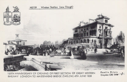 Berkshire Postcard - Windsor Station (Now Slough), Great Western Railway, 1838 - Mo’s Postcards 