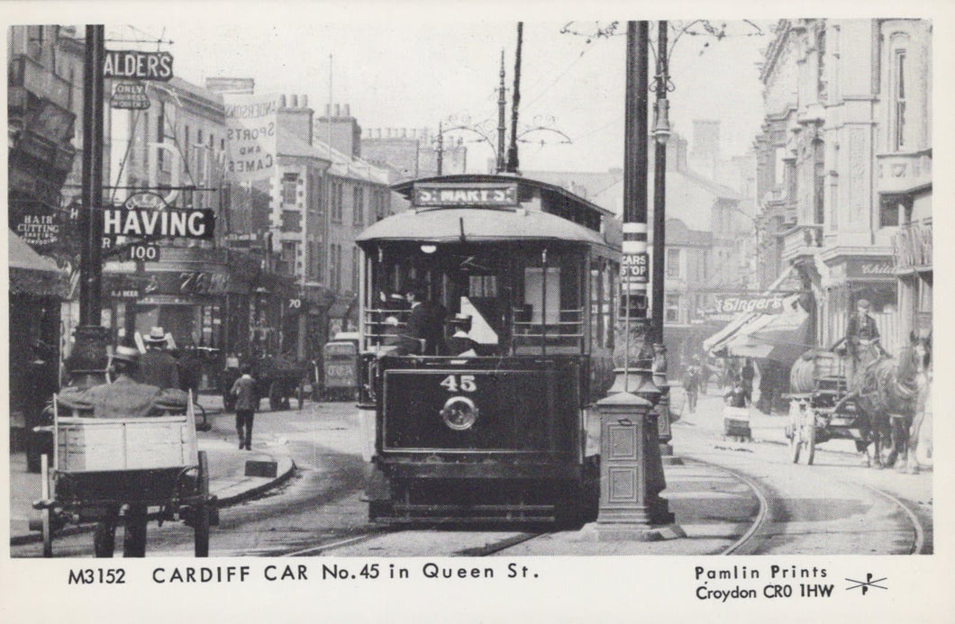 Wales Postcard - Cardiff Car No 45 in Queen Street - Mo’s Postcards 