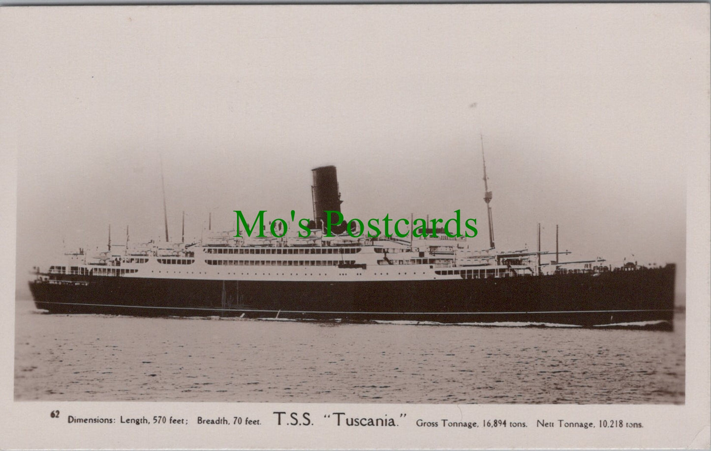 Shipping Postcard - T.S.S. "Tuscania"