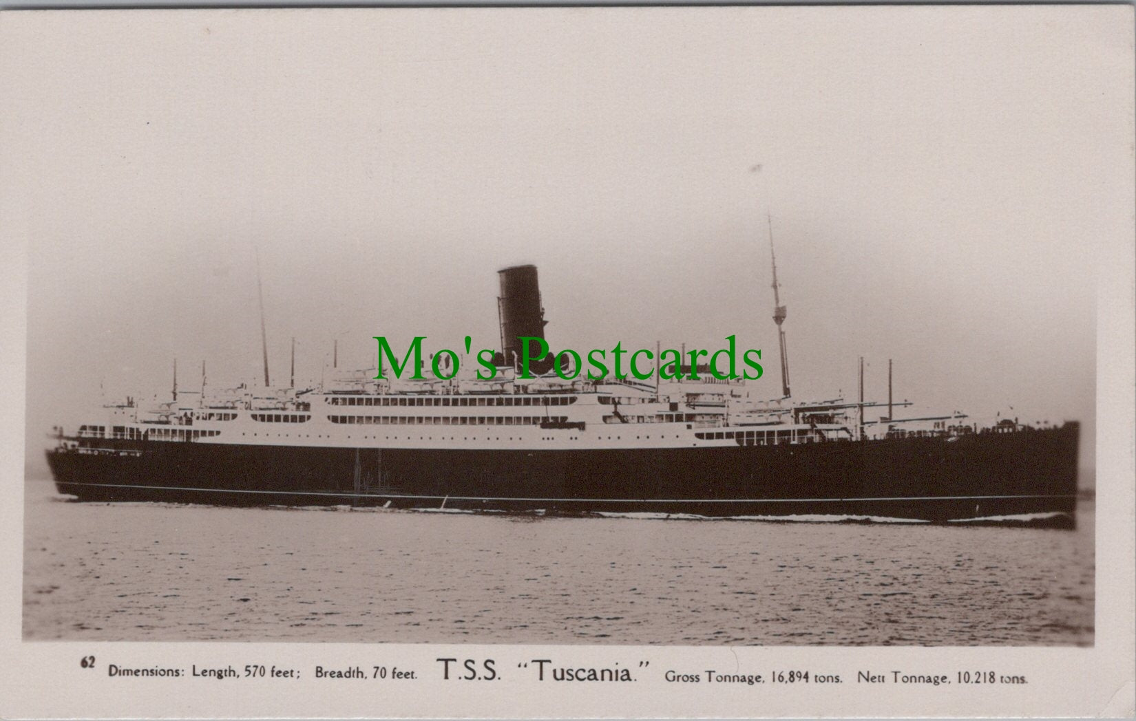 Shipping Postcard - T.S.S. "Tuscania"