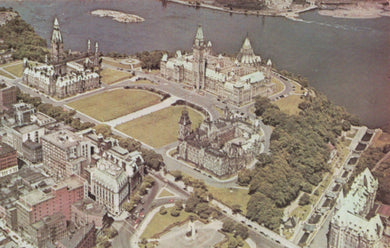 Canada Postcard - Aerial View of Parliament Hill & Ottawa River - Mo’s Postcards 