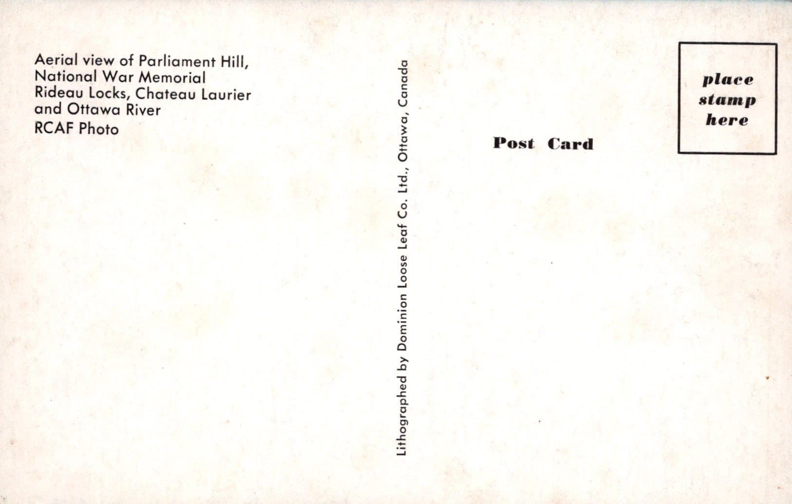 Canada Postcard - Aerial View of Parliament Hill & Ottawa River - Mo’s Postcards 