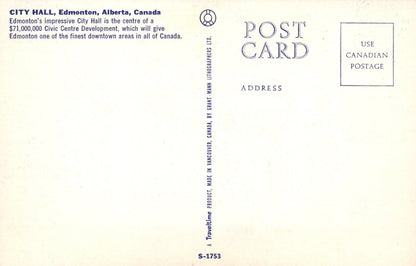 Canada Postcard - City Hall, Edmonton, Alberta - Mo’s Postcards 