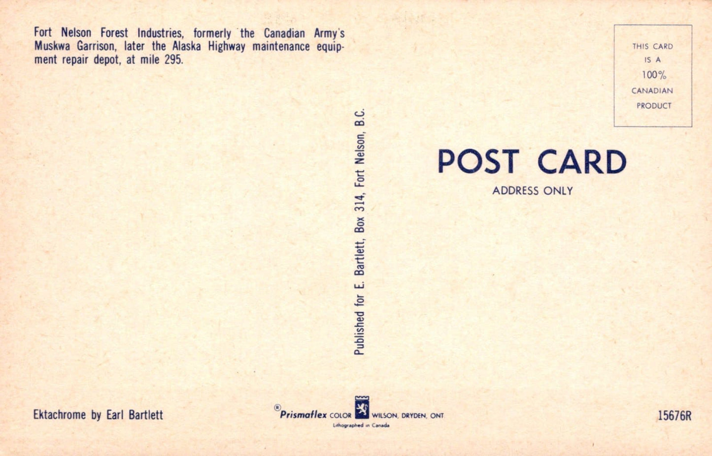 Canada Postcard - Aerial View of Fort Nelson Forest Industries, Alaska Highway Maintenance Depot - Mo’s Postcards 