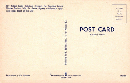 Canada Postcard - Aerial View of Fort Nelson Forest Industries, Alaska Highway Maintenance Depot - Mo’s Postcards 