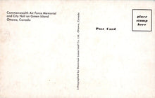 Load image into Gallery viewer, Canada Postcard - Commonwealth Air Force Memorial and City Hall on Green Island, Ottawa - Mo’s Postcards 
