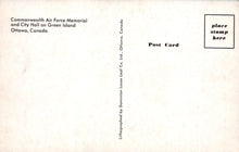 Load image into Gallery viewer, Canada Postcard - Commonwealth Air Force Memorial and City Hall on Green Island, Ottawa - Mo’s Postcards 
