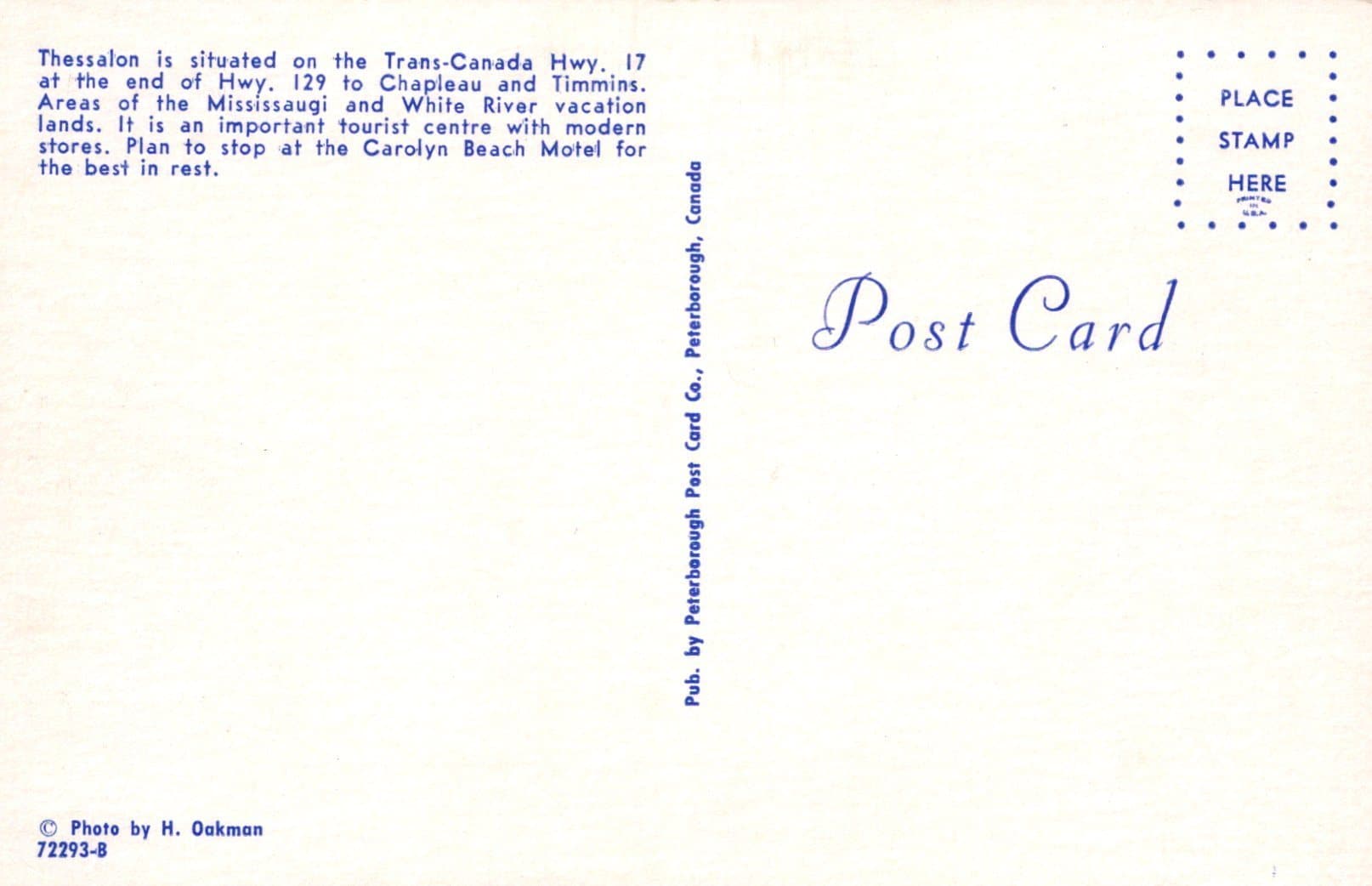 Canada Postcard - Carolyn Beach Motel on Highway 17 at Thessalon, Ontario - Mo’s Postcards 