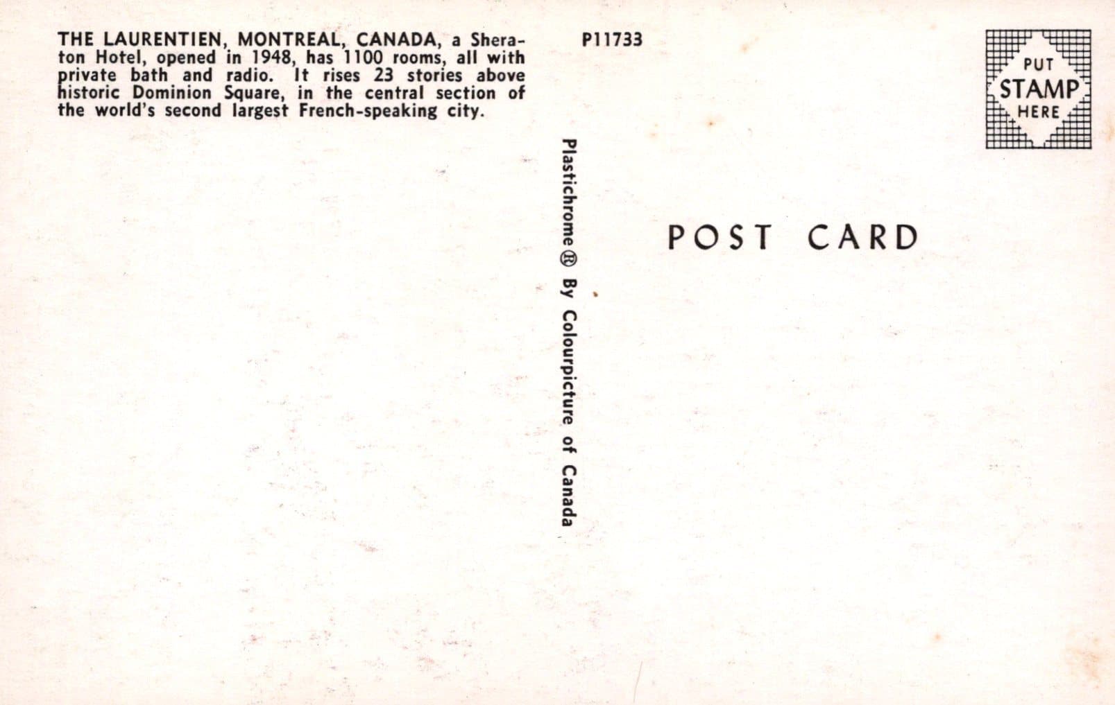 Canada Postcard - The Laurentien Hotel, Dominion Square, Montreal - A Sheraton Hotel - Mo’s Postcards 
