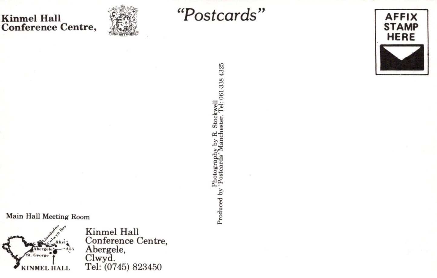 Wales Postcard - Main Hall Meeting Room, Kinmel Hall Conference Centre, Abergele, Clwyd - Mo’s Postcards 