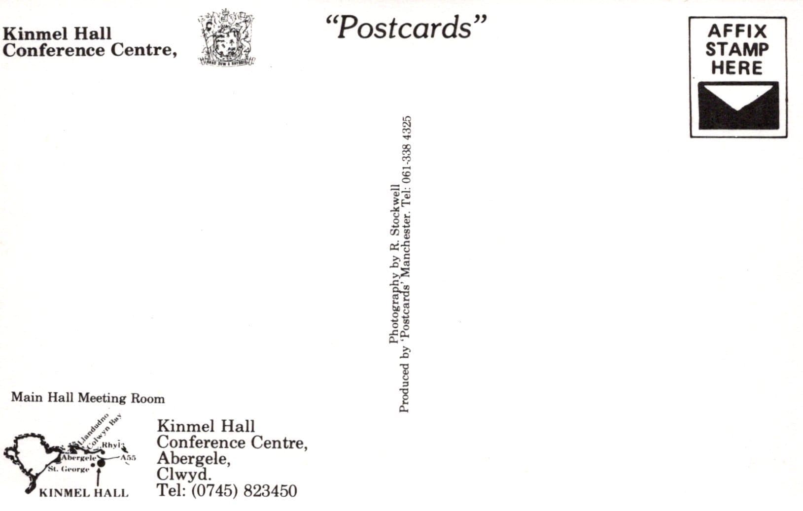 Wales Postcard - Main Hall Meeting Room, Kinmel Hall Conference Centre, Abergele, Clwyd - Mo’s Postcards 