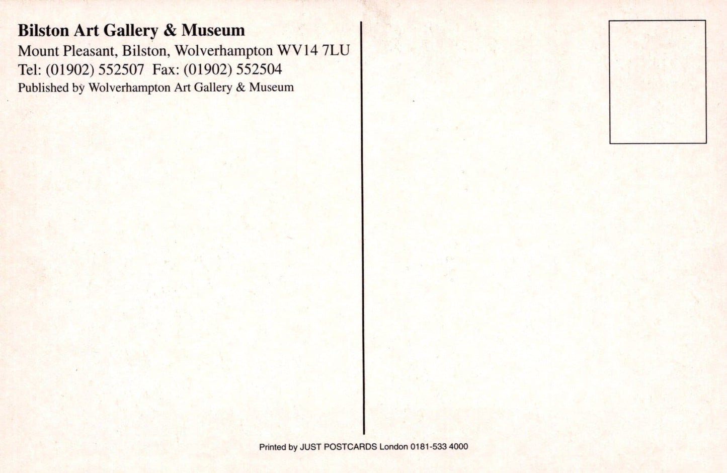 Museum Postcard - Bilston Art Gallery & Museum, Wolverhampton - Mo’s Postcards 