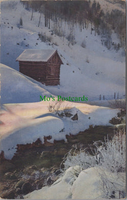 Nature Postcard - Wooden Hut in The Snow