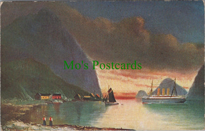 Art Postcard - Coastal Village Scene