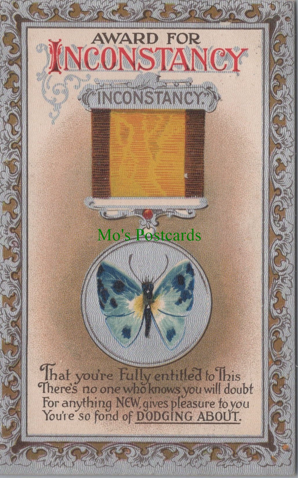 Award For Inconstancy - Medal & Butterfly