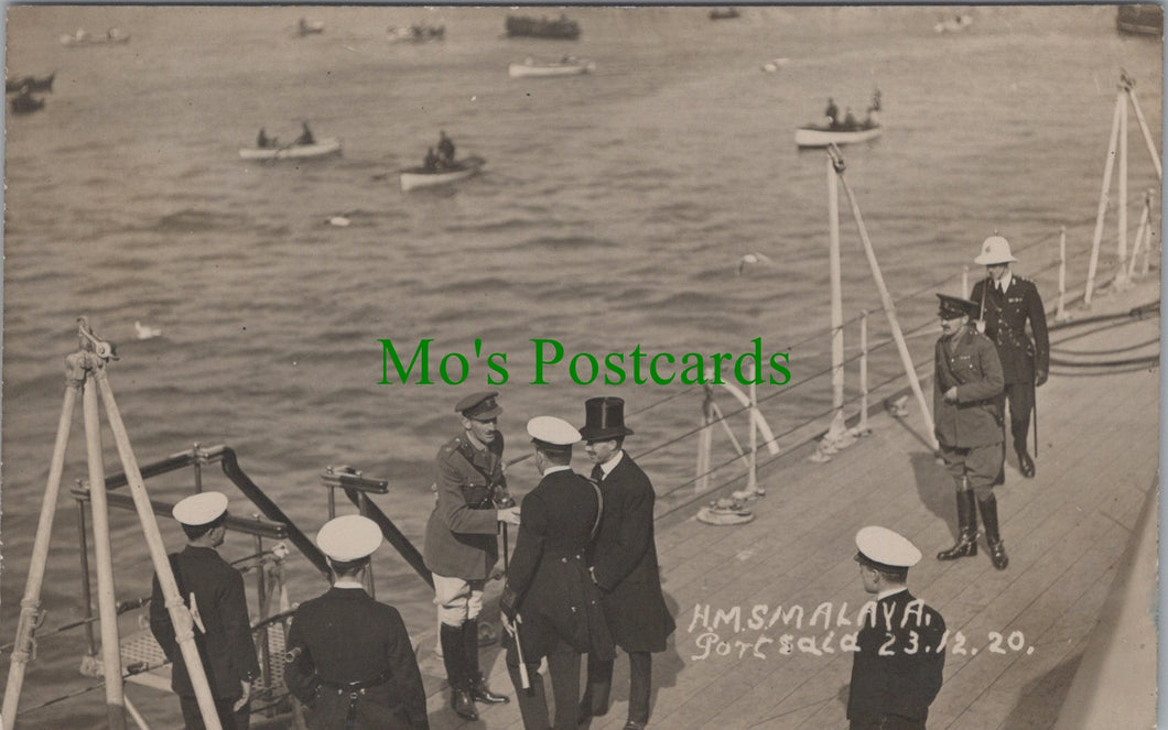 Naval Postcard - HMS Malaya at Port Said