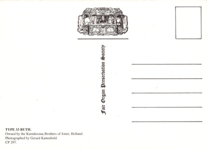 Music Postcard - Type 33 Ruth, Owned By The Kuindersma Brothers of Joure, Holland - Mo’s Postcards 