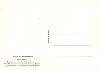 Scotland Postcard - Music Room, Palace of Holyroodhouse, Edinburgh - Mo’s Postcards 