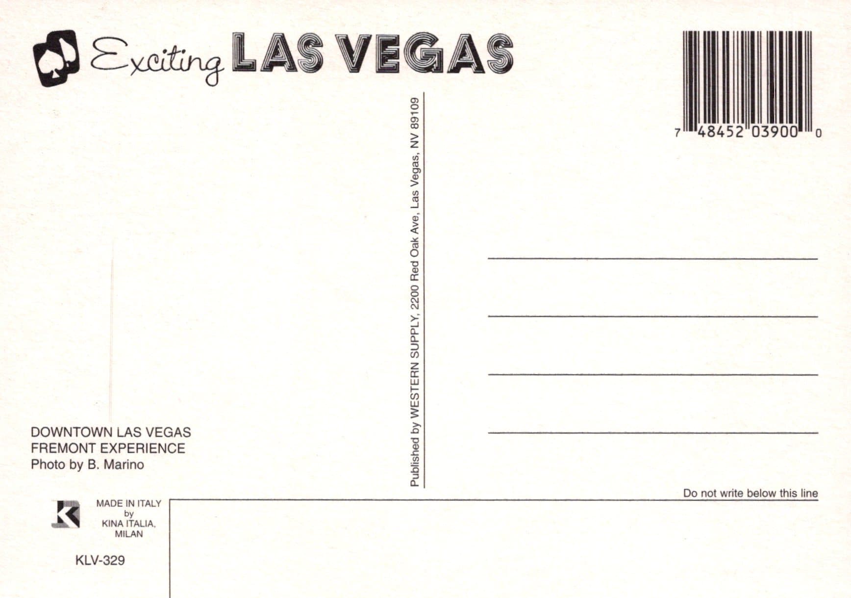 America Postcard - Nevada - Downtown Las Vegas at Night - Mo’s Postcards 