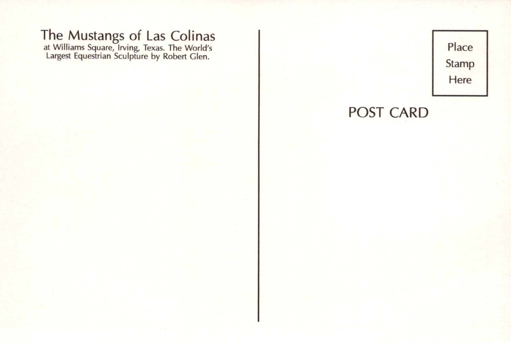 America Postcard - The Mustangs of Las Colinas, Williams Square, Irving, Texas - Mo’s Postcards 