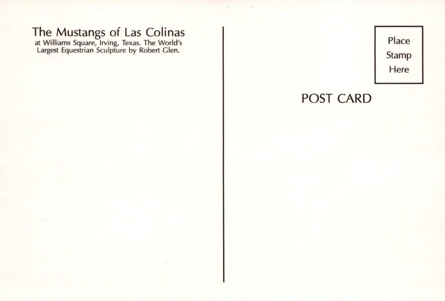 America Postcard - The Mustangs of Las Colinas, Williams Square, Irving, Texas - Mo’s Postcards 