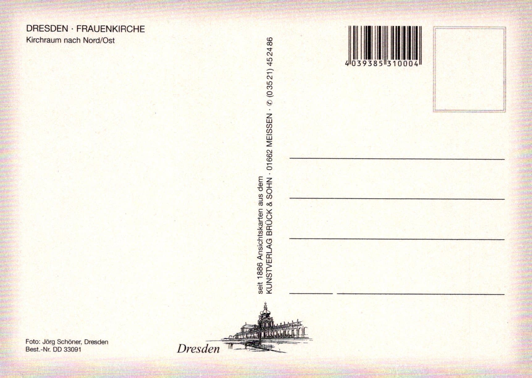 Germany Postcard - Dresden - Frauenkirche - Kirchraum Nach Nord / Ost - Mo’s Postcards 