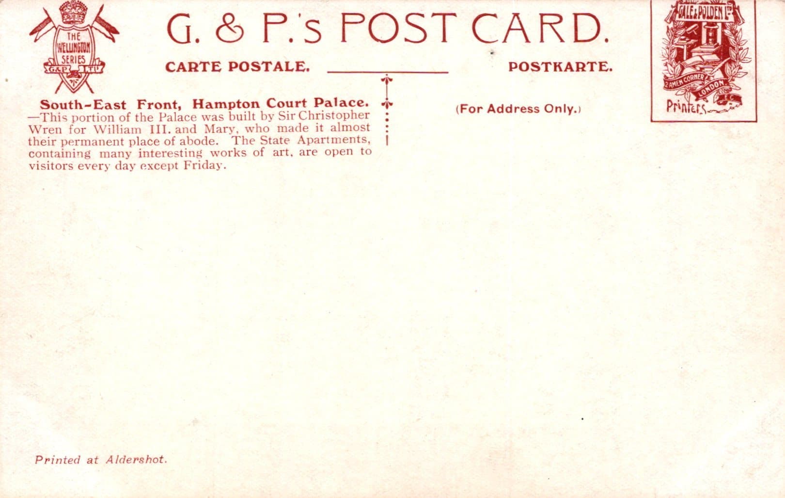 Middlesex Postcard - South-East Front, Hampton Court Palace - Mo’s Postcards 