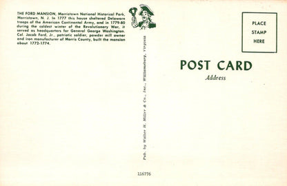 America Postcard - The Ford Mansion, Washington's Headquarters, Morristown, New Jersey - Mo’s Postcards 