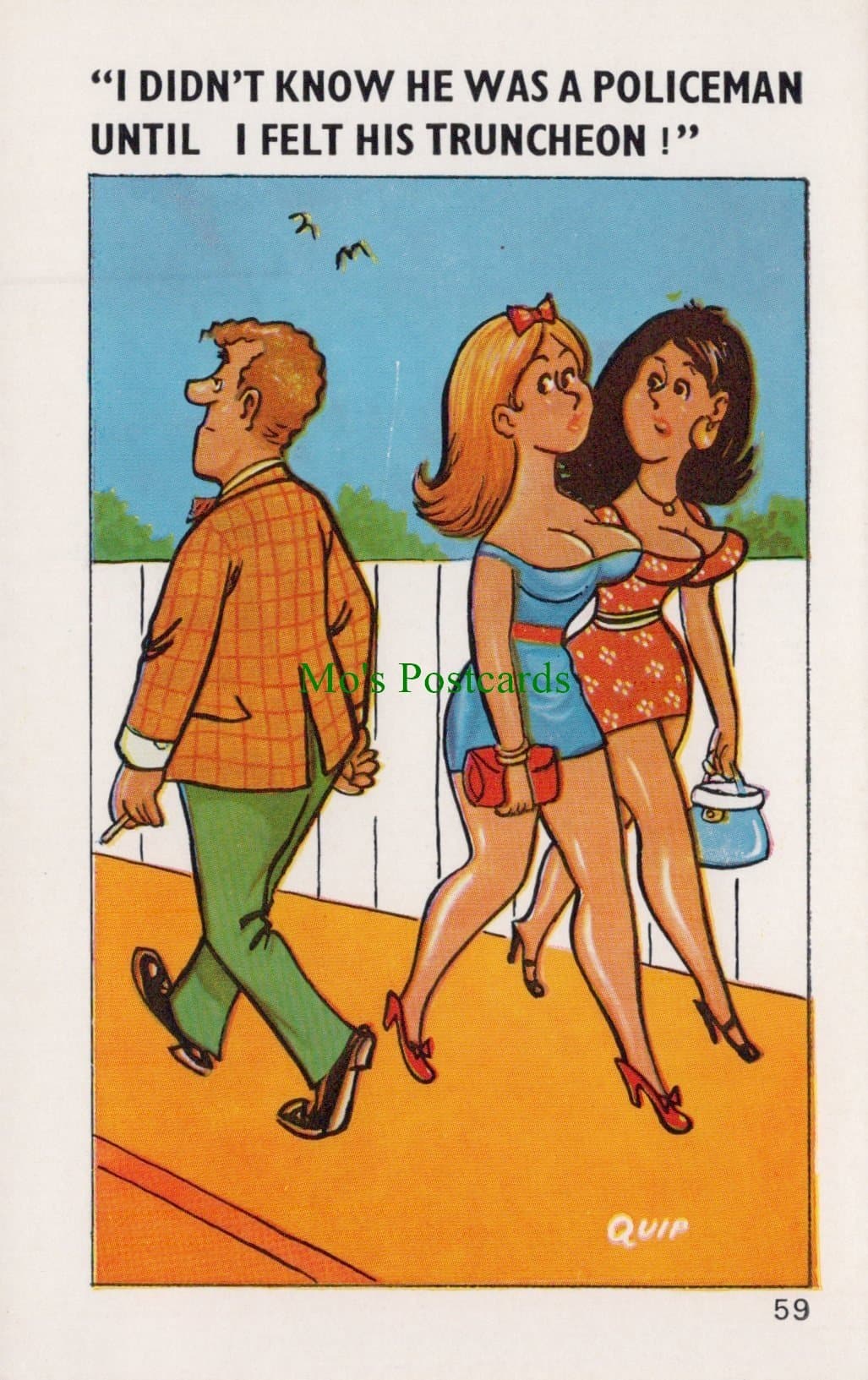 Comic Postcard - Risque / Policeman / Truncheon / Women - SW3526 